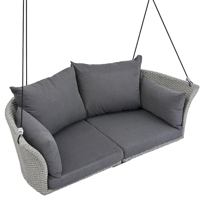 Fauteuil suspendu en osier pour 2 personnes avec coussins - 51,9