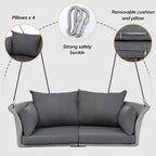 Fauteuil suspendu en osier pour 2 personnes avec coussins - 51,9