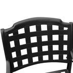 Ensemble de salle à manger d'extérieur moderne et orné en aluminium et maille, grand format rond de 150 cm (59 po), avec plateau tournant et six chaises - Non disponible