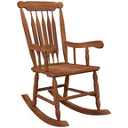 Fauteuil à bascule d'extérieur en bois, supportant jusqu'à 159 kg (350 lb), avec dossier haut.