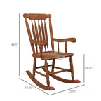 Fauteuil à bascule d'extérieur en bois, supportant jusqu'à 159 kg (350 lb), avec dossier haut.