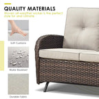 Canapé-lit de patio à bascule avec fauteuil pivotant et pouf - Marron
