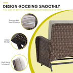 Canapé-lit de patio à bascule avec fauteuil pivotant et pouf - Marron