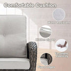 Canapé-lit de patio à bascule avec fauteuil pivotant et pouf - Marron