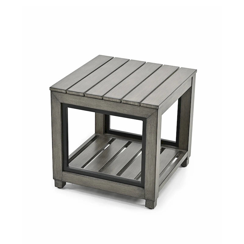 Table d'appoint de patio en aluminium vieilli