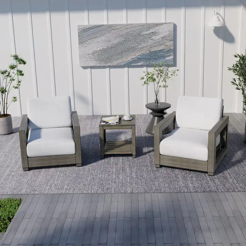 Table d'appoint de patio en aluminium vieilli