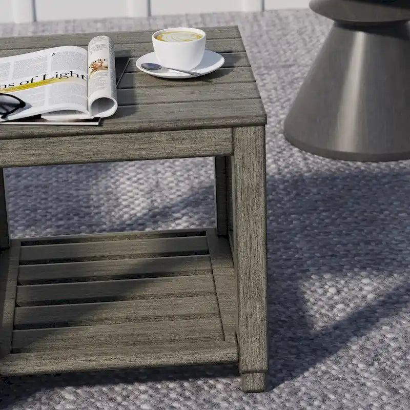 Table d'appoint de patio en aluminium vieilli