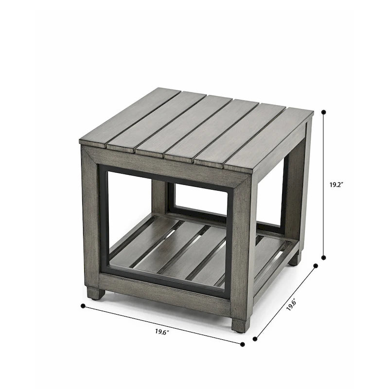 Table d'appoint de patio en aluminium vieilli