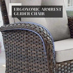 Fauteuils pivotants d'extérieur avec table d'appoint en rotin - Marron