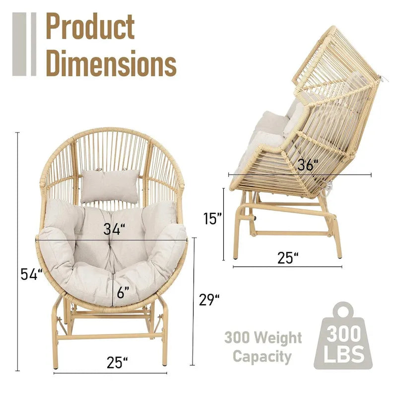 Fauteuil à bascule œuf avec repose-pieds - Jaune