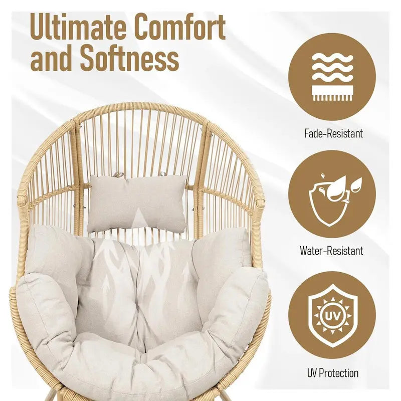 Fauteuil à bascule œuf avec repose-pieds - Jaune