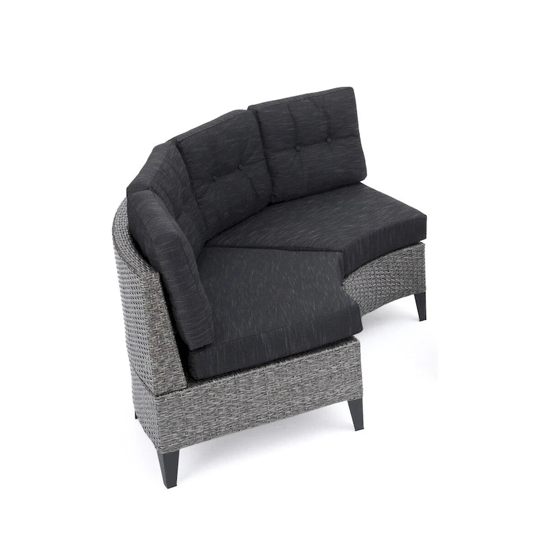 Fauteuil de jardin Navagio en résine tressée incurvée (lot de 2) avec coussins, par Christopher Knight Home