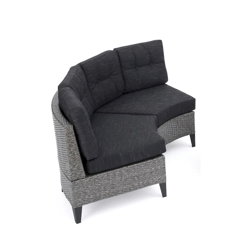 Fauteuil de jardin Navagio en résine tressée incurvée (lot de 2) avec coussins, par Christopher Knight Home
