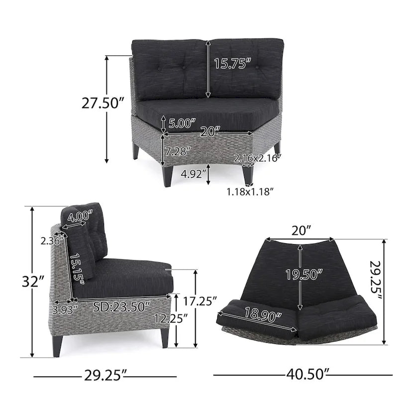 Fauteuil de jardin Navagio en résine tressée incurvée (lot de 2) avec coussins, par Christopher Knight Home