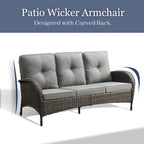 Canapé d'extérieur en résine tressée 3 places - Marron