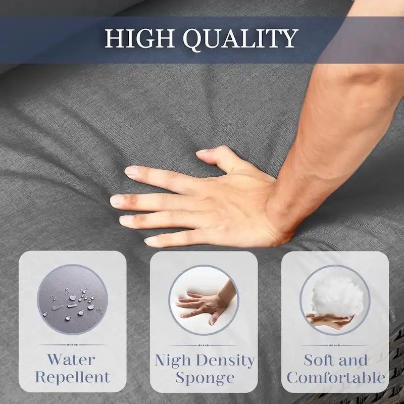 Canapé d'extérieur en résine tressée 3 places - Marron