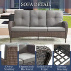 Canapé d'extérieur en résine tressée 3 places - Marron