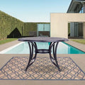 Clihome 48  Round Patio Aluminum Make Dining Table With Umbrella Hole