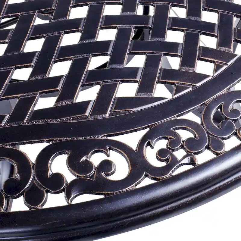Table de salle à manger ronde en aluminium Clihome 48 avec trou pour parasol