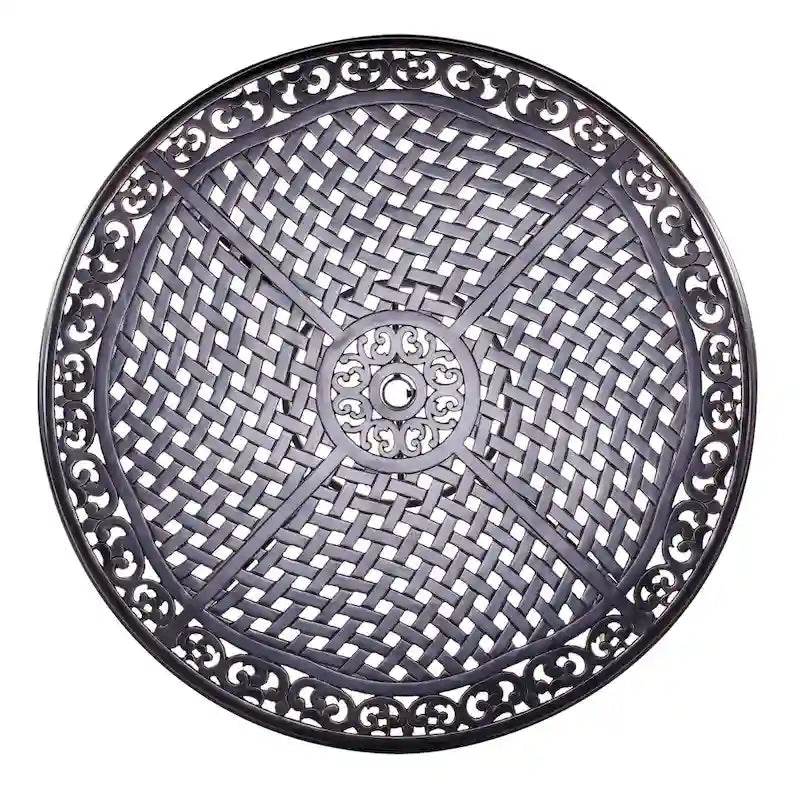 Table de salle à manger ronde en aluminium Clihome 48 avec trou pour parasol