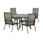 Ensemble de salle à manger d'extérieur 5 pièces en aluminium moulé avec table ronde et chaises à plateau en céramique