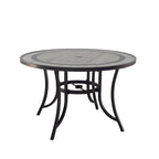 Ensemble de salle à manger d'extérieur 5 pièces en aluminium moulé avec table ronde et chaises à plateau en céramique