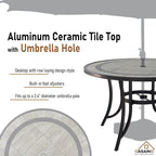 Ensemble de salle à manger d'extérieur 5 pièces en aluminium moulé avec table ronde et chaises à plateau en céramique