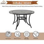 Ensemble de salle à manger d'extérieur 5 pièces en aluminium moulé avec table ronde et chaises à plateau en céramique