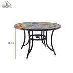 Ensemble de salle à manger d'extérieur 5 pièces en aluminium moulé avec table ronde et chaises à plateau en céramique
