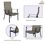 Ensemble de salle à manger d'extérieur 5 pièces en aluminium moulé avec table ronde et chaises à plateau en céramique