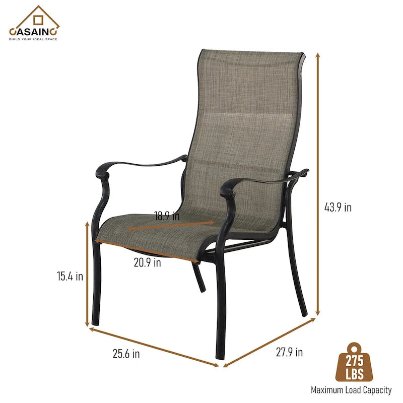 Ensemble de salle à manger d'extérieur 5 pièces en aluminium moulé avec table ronde et chaises à plateau en céramique