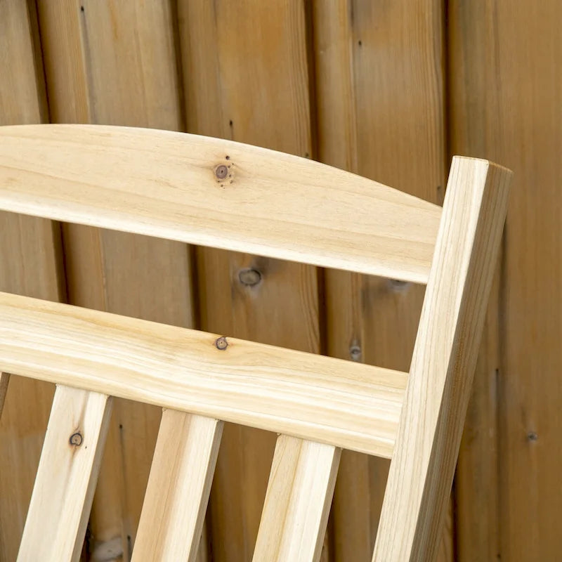 Ensemble bistro d'extérieur 2 pièces, comprenant un fauteuil à bascule en bois et une table d'appoint portable.