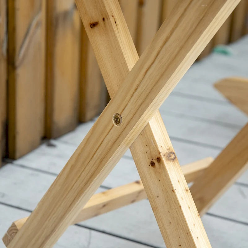 Ensemble bistro d'extérieur 2 pièces, comprenant un fauteuil à bascule en bois et une table d'appoint portable.