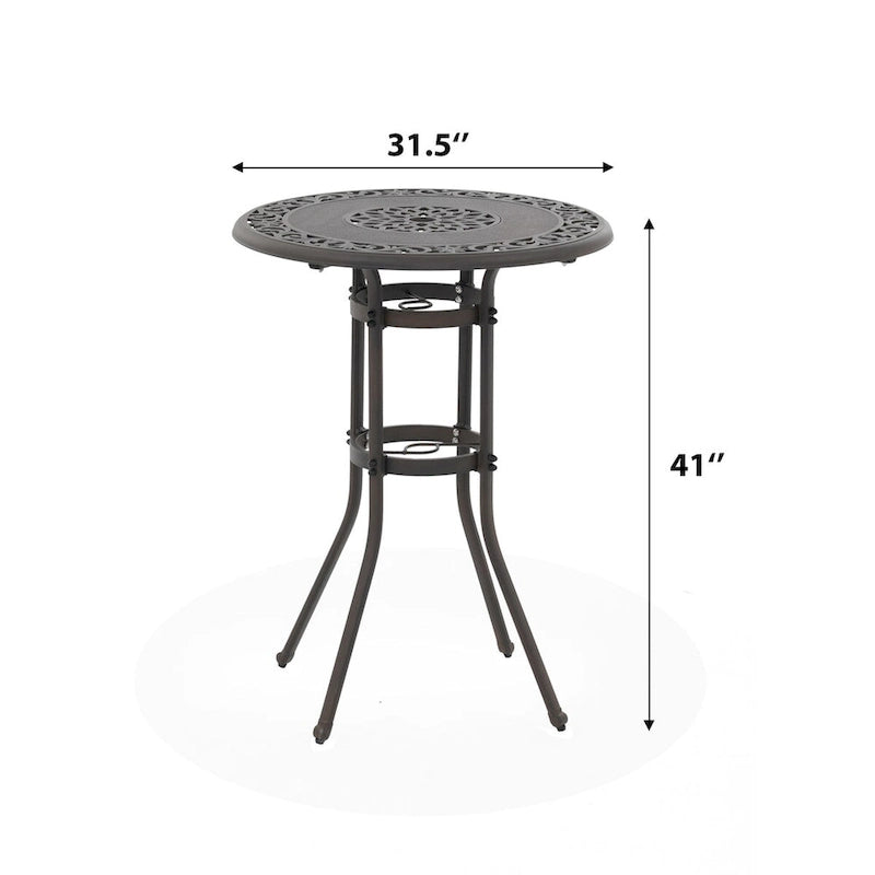 Table ronde d'extérieur en aluminium de 32 pouces