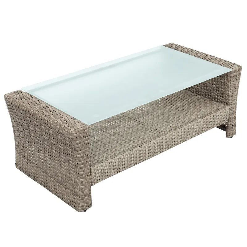 Ensemble canapé d'extérieur en rotin tressé avec table basse et sièges de patio