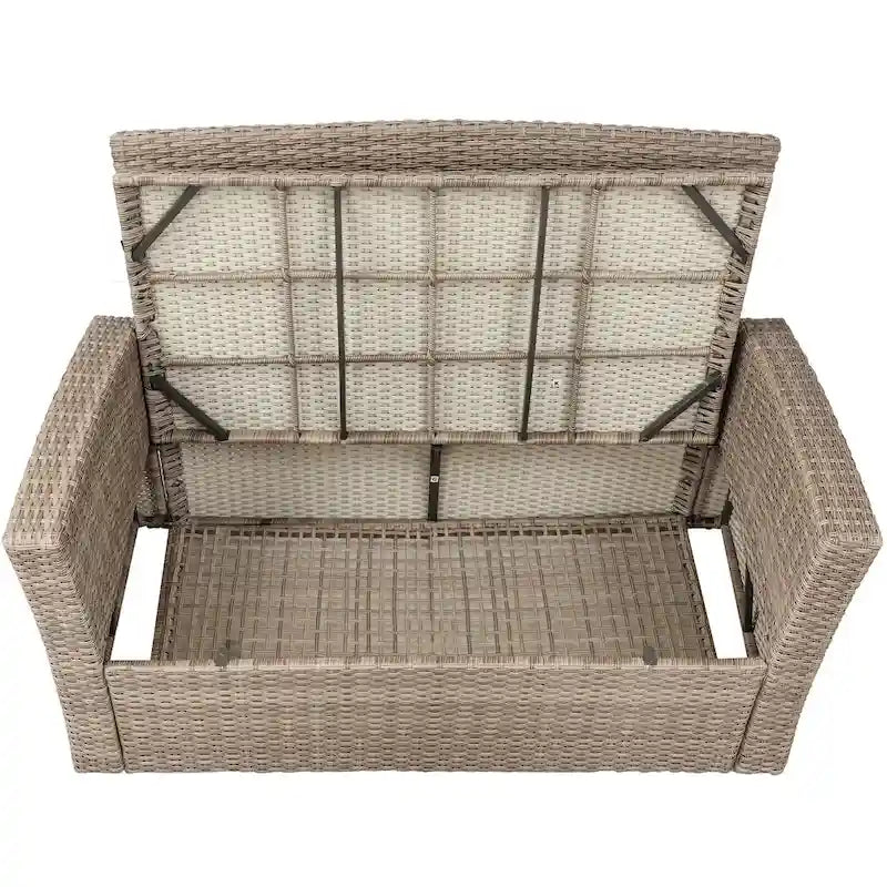 Ensemble canapé d'extérieur en rotin tressé avec table basse et sièges de patio
