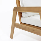 Ensemble de sièges d'extérieur en bois d'acacia, table basse et causeuse avec coussins