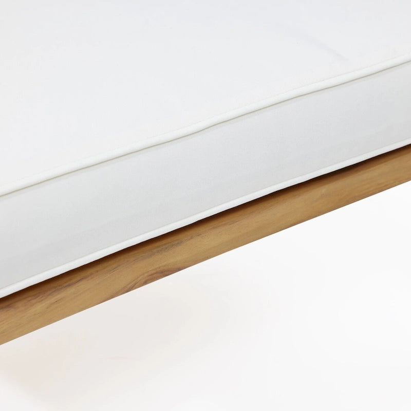 Ensemble de sièges d'extérieur en bois d'acacia, table basse et causeuse avec coussins