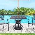 Patio Square Cast Aluminum Dining Table with 2  Dia Umbrella Hole, Outdoor Bistro Table