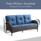 Canapé de patio 3 places, assise profonde - Marron