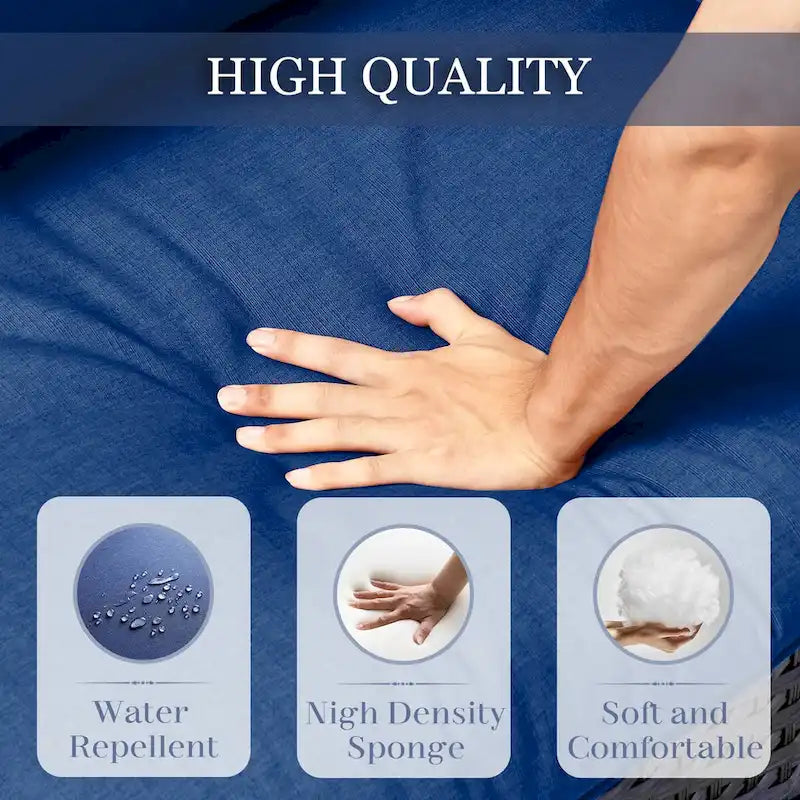 Canapé de patio 3 places, assise profonde - Marron