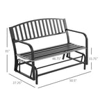 Banc à bascule d'extérieur, avec accoudoirs, assise et dossier à lattes, canapé deux places avec structure en acier thermolaqué