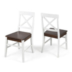 Chaises de salle à manger style campagnard en bois d'acacia, blanc/noyer 53 cm (P) x 45 cm (L) x 90 cm (H)