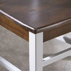 Chaises de salle à manger style campagnard en bois d'acacia, blanc/noyer 53 cm (P) x 45 cm (L) x 90 cm (H)