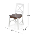 Chaises de salle à manger style campagnard en bois d'acacia, blanc/noyer 53 cm (P) x 45 cm (L) x 90 cm (H)