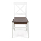 Chaises de salle à manger style campagnard en bois d'acacia, blanc/noyer 53 cm (P) x 45 cm (L) x 90 cm (H)