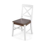 Chaises de salle à manger style campagnard en bois d'acacia, blanc/noyer 53 cm (P) x 45 cm (L) x 90 cm (H)