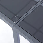 Ensemble de salle à manger d'extérieur 9 pièces avec plateau en verre et coussins gris - Non disponible