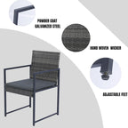 Ensemble de salle à manger d'extérieur 9 pièces avec plateau en verre et coussins gris - Non disponible