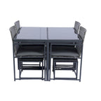Ensemble de salle à manger d'extérieur 9 pièces avec plateau en verre et coussins gris - Non disponible